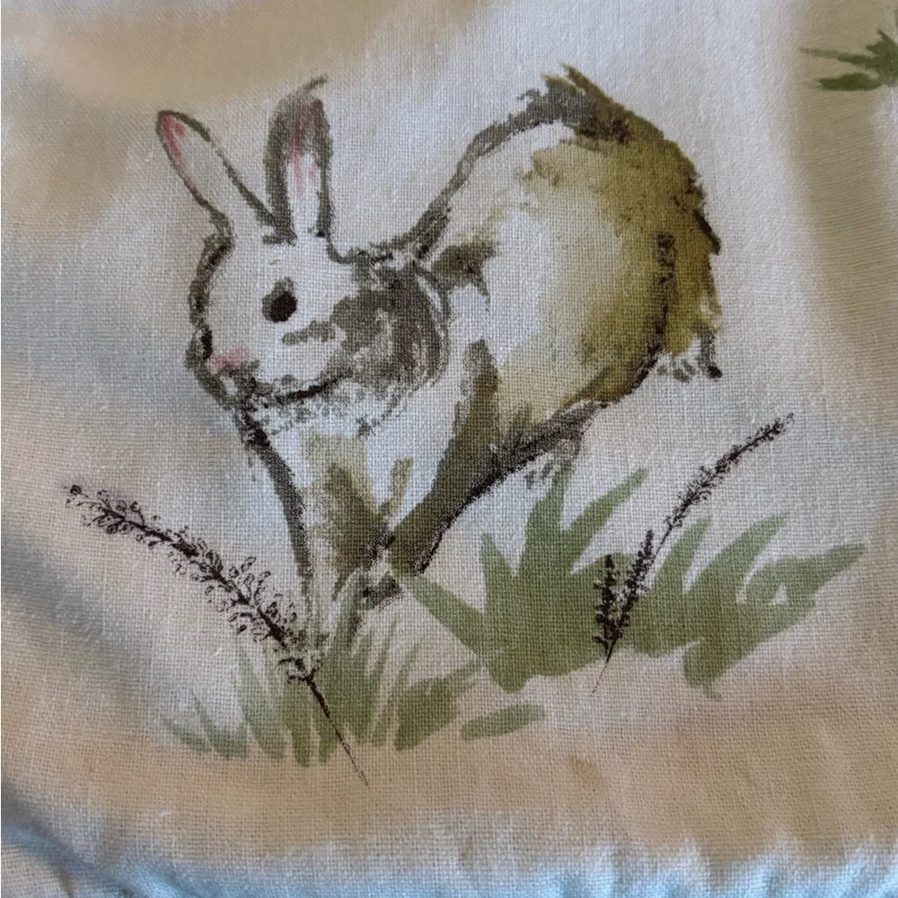 Pottery Barn Festive Bunny Pillow - Green and Cream